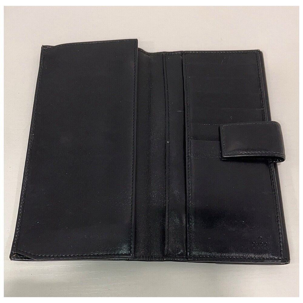 Authentic Gucci Black Leather Wallet Purse Gold Double G Hardware - Picture 9 of 11